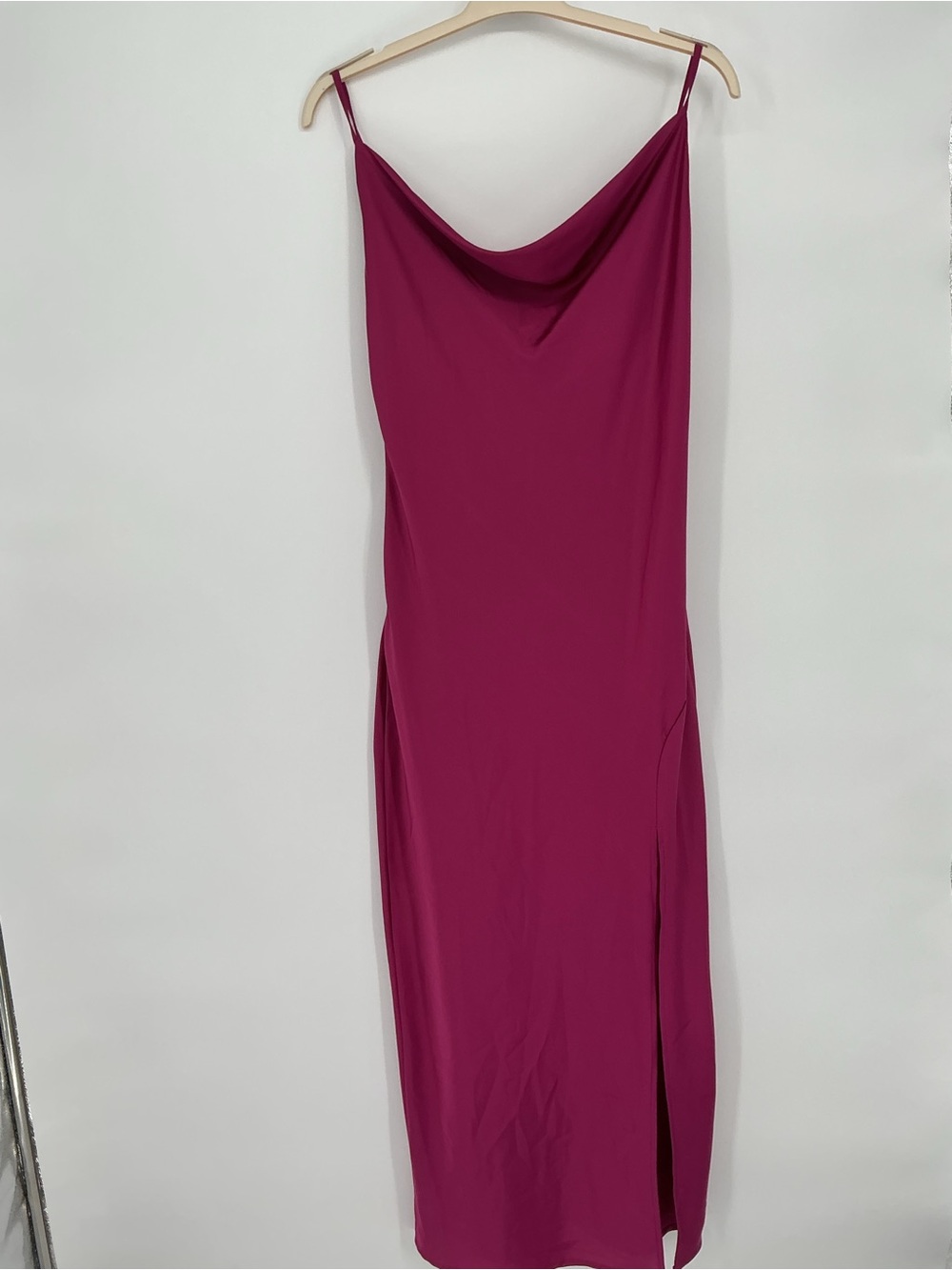 Fuchsia Slip Front Drape Dress Small